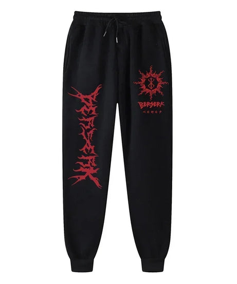 Men's berserk animated printed sportswear pants sports jogging pants casual polar lining pocket pants