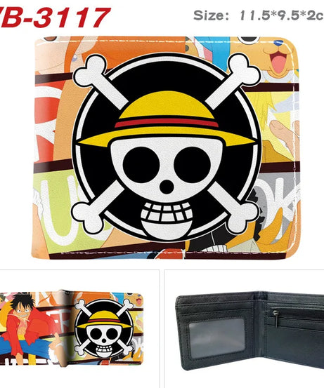 Creative One Piece Anime Peripheral Full-color Wallet One Piece Luffy Printed Coin Purse Folded Short Wallet Card Bag
