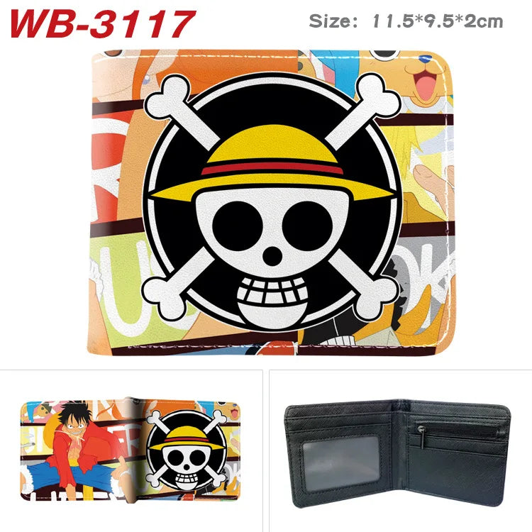 Creative One Piece Anime Peripheral Full-color Wallet One Piece Luffy Printed Coin Purse Folded Short Wallet Card Bag