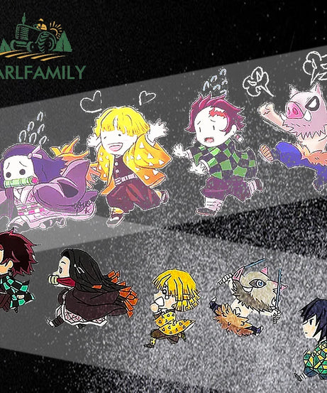 EARLFAMILY 13cm X 3.8cm Anime Running Chibi Car Stickers Trunk Windows Cartoon Decal Personality Kamado Nezuko Car Accessories