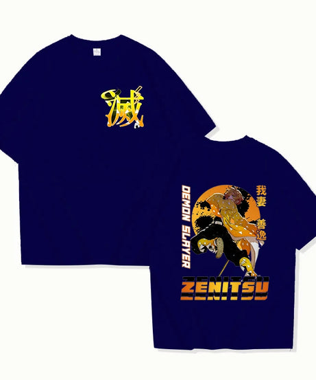 Hot Anime Agatsuma Zenitsu Print T-shirt Summer Casual Loose Personality T Shirt Women Men Harajuku Shirts