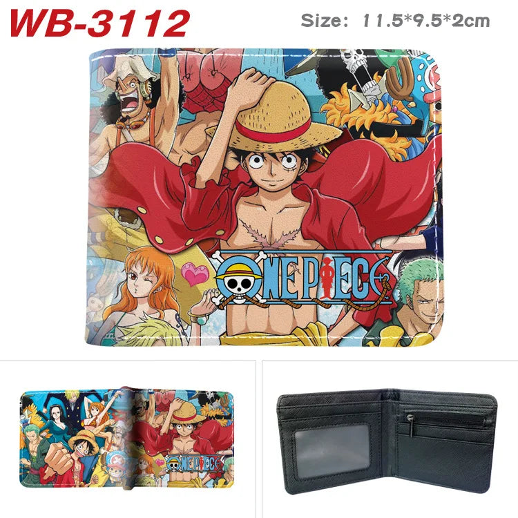 Creative One Piece Anime Peripheral Full-color Wallet One Piece Luffy Printed Coin Purse Folded Short Wallet Card Bag