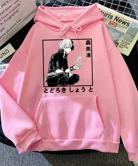 New Anime Todoroki Shoto Print Hooded Fashion Women Girl Sweatshirt Long Sleeve Casual Tops Harajuku Sweatshirt