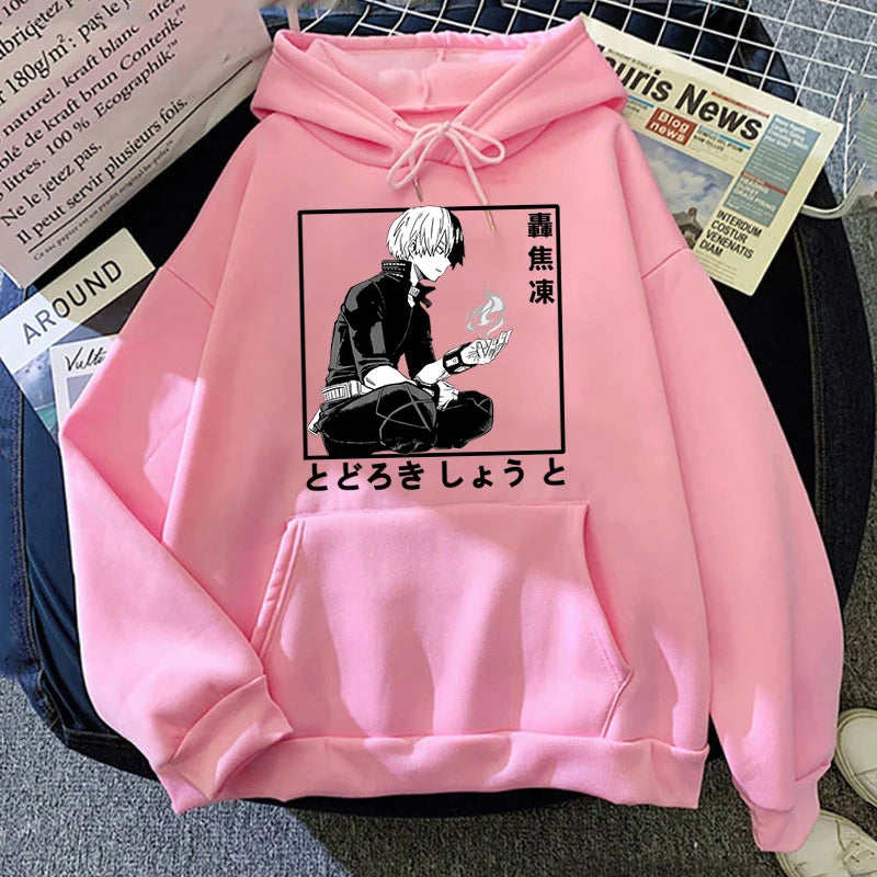 New Anime Todoroki Shoto Print Hooded Fashion Women Girl Sweatshirt Long Sleeve Casual Tops Harajuku Sweatshirt