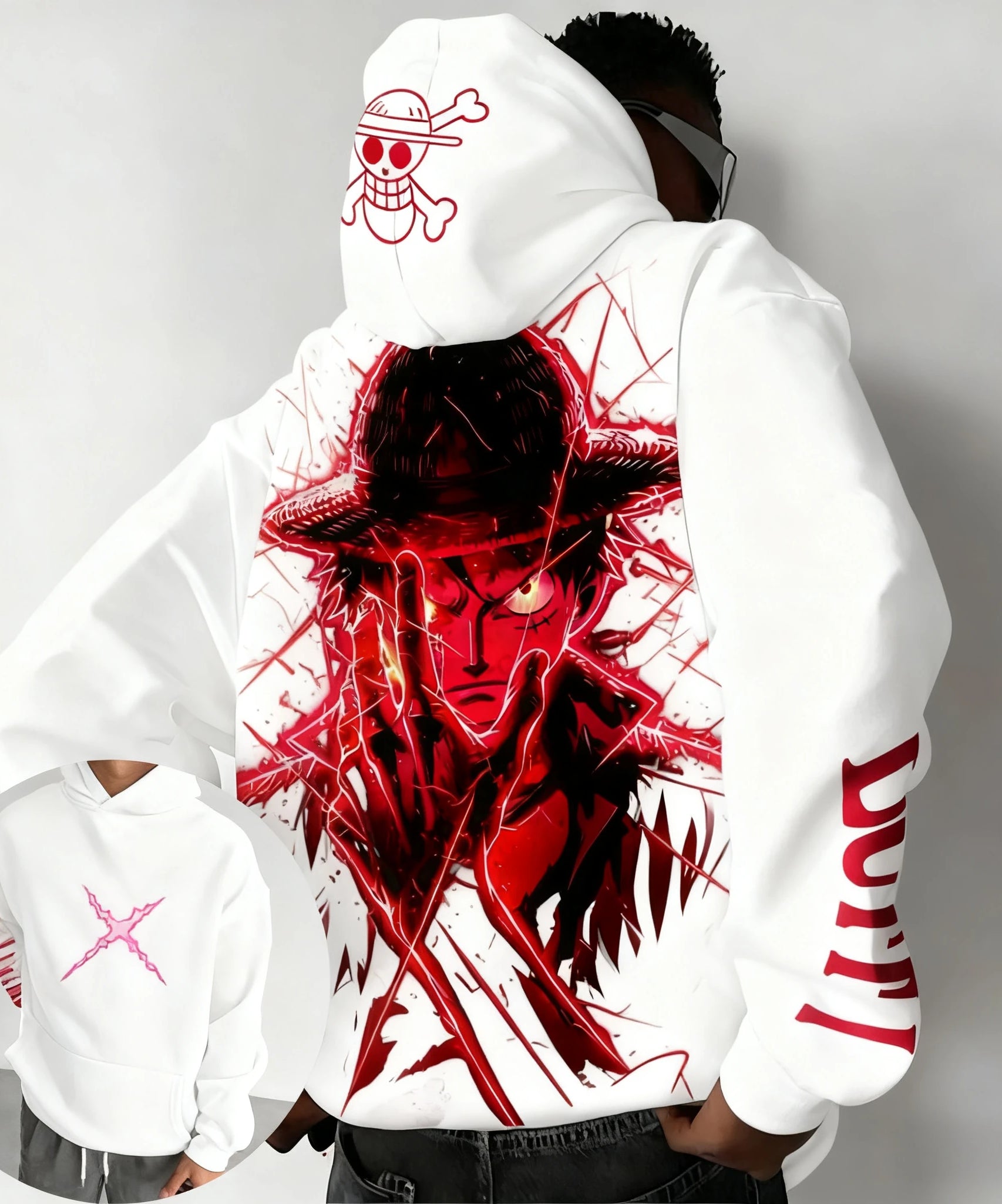 One Piece Luffy Autumn/Winter New Hoodie Men's Street Anime Printed Loose Casual American Hip Hop Parent Child Sweater Top