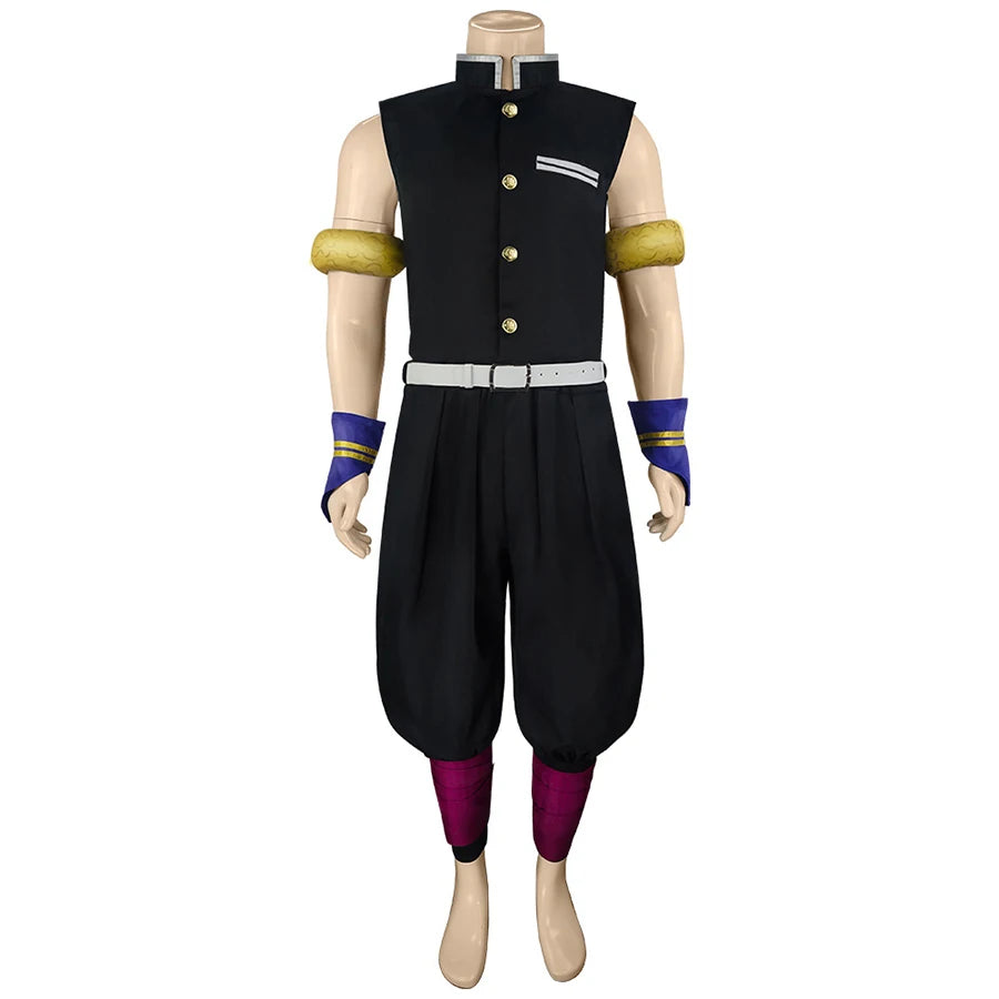 Anime Demon Slayer Tengen Uzui Cosplay Costume – Uniform & Wig Set 4