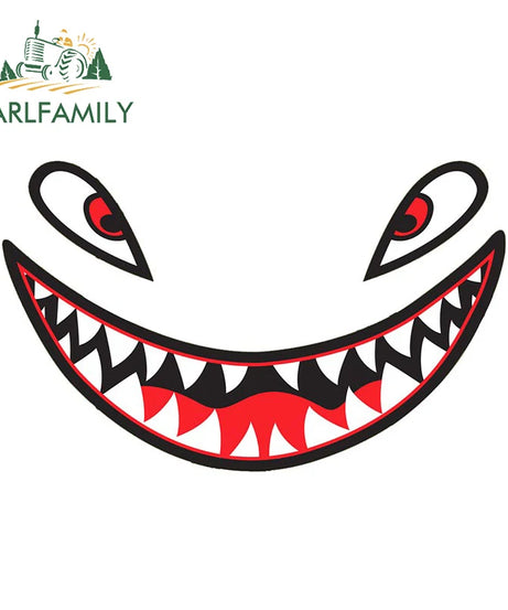EARLFAMILY 13cm For Scary Devil Tooth Helmet Car Stickers RV JDM Motorcycle Decal Waterproof Camper Van Funny Car Accessories