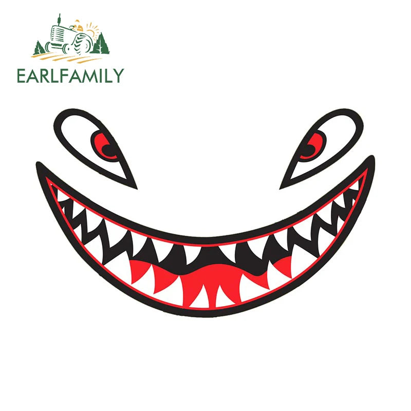 EARLFAMILY 13cm For Scary Devil Tooth Helmet Car Stickers RV JDM Motorcycle Decal Waterproof Camper Van Funny Car Accessories