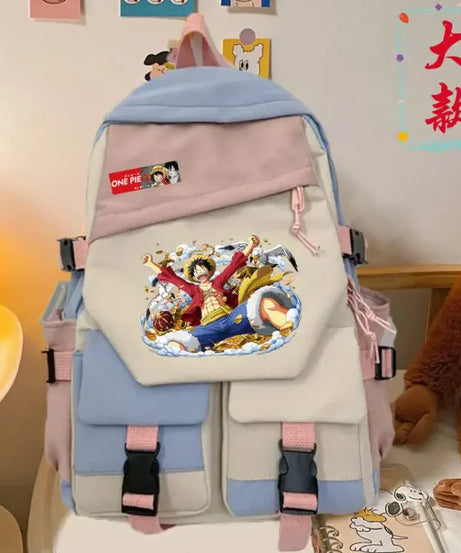 anime One Piece Luffy Zoro anime backpack large capacity student school bag male campus Korean version backpack birthday gift