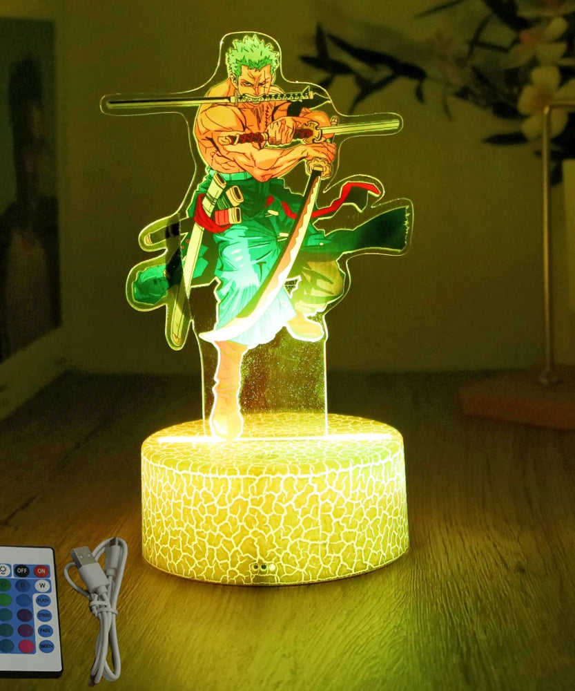 Actions Figure One Piece Luffy Zoro Anime Figures 3D Lamp PVC Action Collection Model Toys LED Night Light Kid Christmas Gift