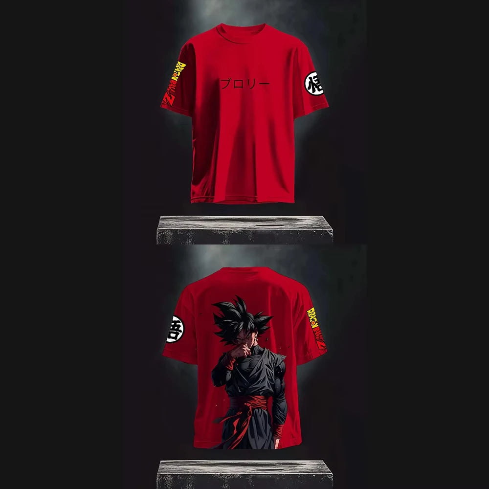 Summer New Dragon Ball Animation T-shirt Men's and Women's Harajuku Loose Casual Children's Parent-child Short-sleeved Top