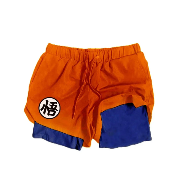 Dragon Ball Son Goku 2-in-1 Quick-Drying Sports Shorts – Fake Two-Piece Gym Shorts