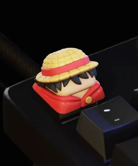 Monkey· D·Luffy cool creative personality kawaii anime peripheral cross axis universal Q version three-dimensional keyboard cap
