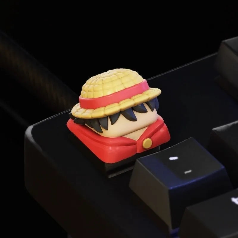 Monkey· D·Luffy cool creative personality kawaii anime peripheral cross axis universal Q version three-dimensional keyboard cap