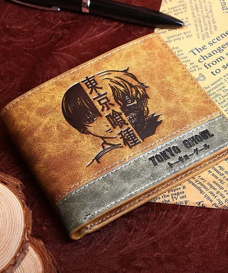 Anime demon slayer Man Bifold Wallets Khaki Card Holders Coin Purse