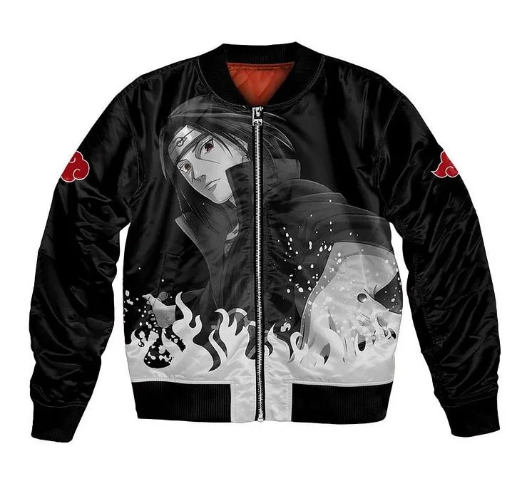 Plus Size Anime Bomber Jacket for Men - One Piece Naruto Dragon Ball Themed Military Aviator Coat, Cosplay Winter Outerwear Gift