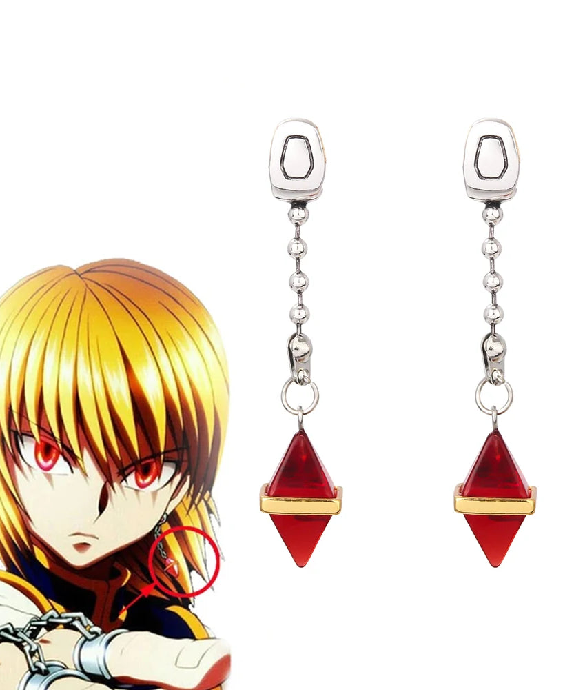 Kurapika Cosplay Ear Clip No Piercing Eardrop Anime Hunter x Hunter Drop Earrings for Women Men Jewelry Gift