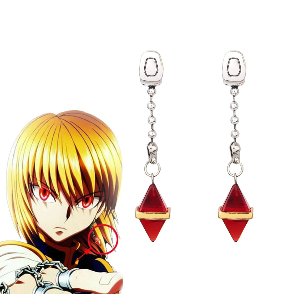 Kurapika Cosplay Ear Clip No Piercing Eardrop Anime Hunter x Hunter Drop Earrings for Women Men Jewelry Gift