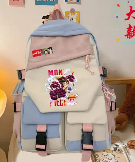 anime One Piece Luffy Zoro anime backpack large capacity student school bag male campus Korean version backpack birthday gift