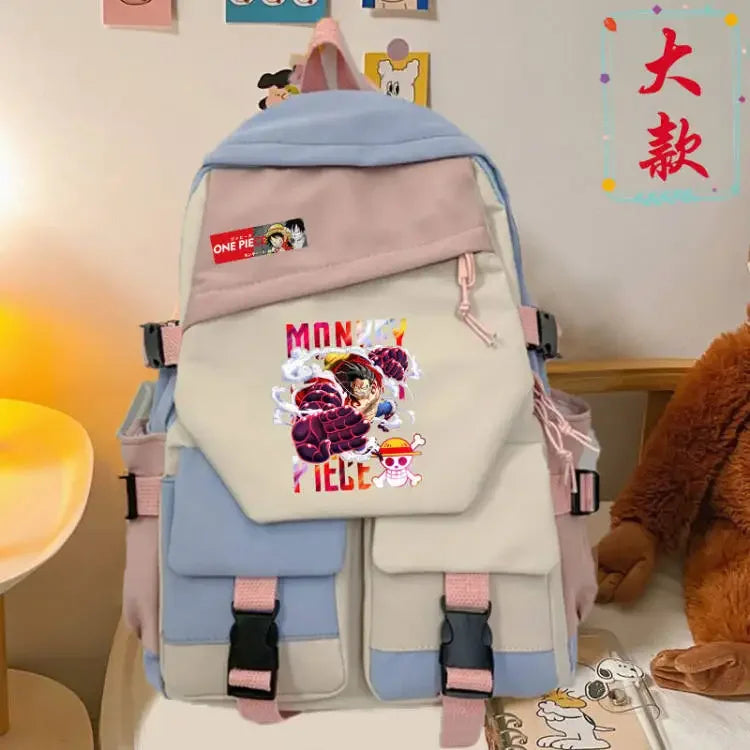 anime One Piece Luffy Zoro anime backpack large capacity student school bag male campus Korean version backpack birthday gift