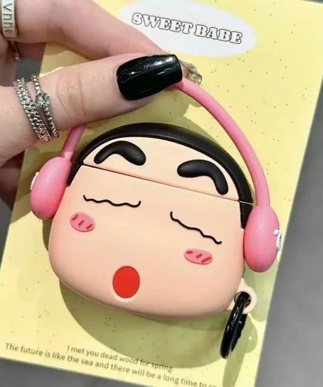 Crayon ShinChans Case for Apple AirPods 1 2 3 Airpod Pro3D Key Chain Wireless Earphone Bluetooth Headset Silicone Cover