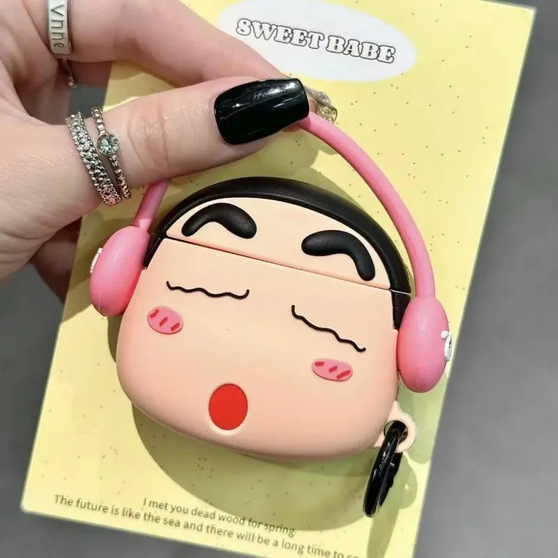 Crayon ShinChans Case for Apple AirPods 1 2 3 Airpod Pro3D Key Chain Wireless Earphone Bluetooth Headset Silicone Cover