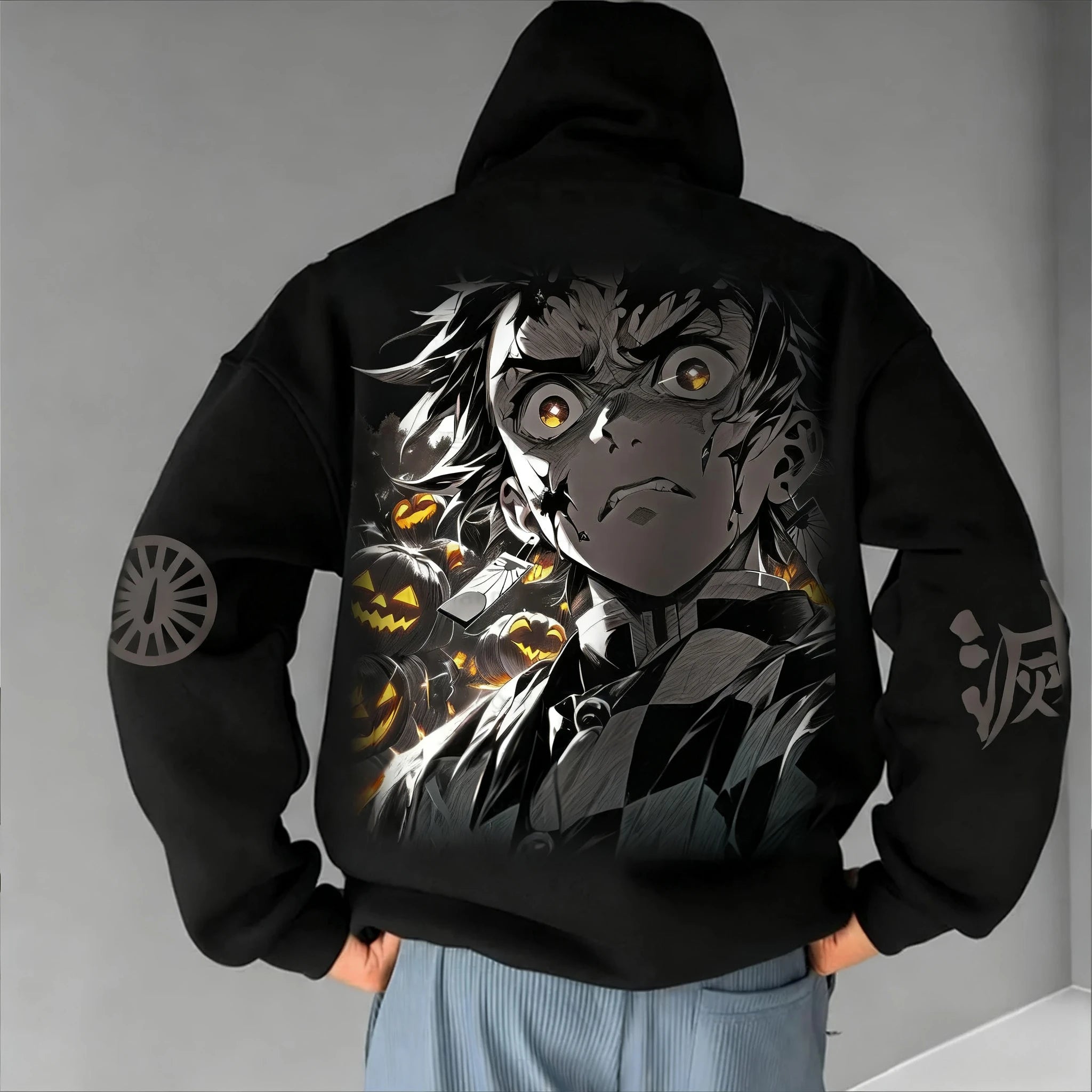Demon Slayer Halloween Co Branded Hoodie Autumn/Winter Men's New Hashibira Inosuke Anime Printed Casual Loose Parent Child Top