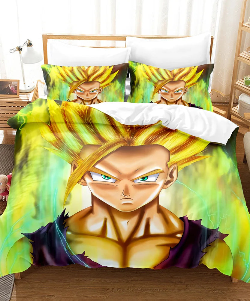 Anime Dragon Ball Duvet Comforter Quilt Cover Set Super Saiyan Bedding Set Anime Car Bed Bedroom Home Children Bedroom Gifts