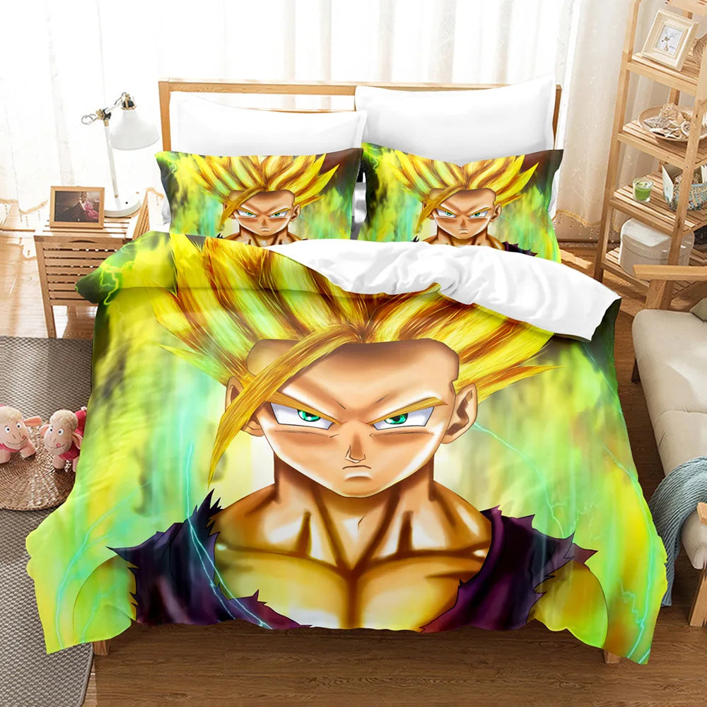 Anime Dragon Ball Duvet Comforter Quilt Cover Set Super Saiyan Bedding Set Anime Car Bed Bedroom Home Children Bedroom Gifts