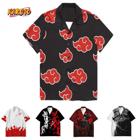 Anime Naruto Cosplay Shirt 3D Digital Printing Akatsuki Fashion T-Shirt Men and Women's Leisure Beach Short Sleeve Summer Gift