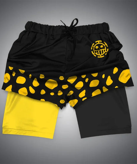 One Piece x Naruto x Dragon Ball 2-in-1 Men’s Gym Shorts – Quick-Dry & Breathable Sportswear