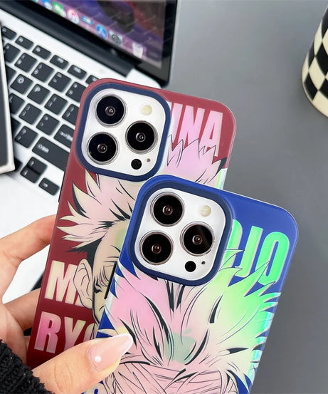 Laser Jujutsu Kaisen Phone Cases For iPhone 16 15 14 13 12 Pro Max Japan Anime Soft Back Cover