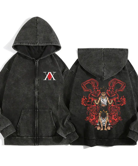 Hunter x Hunter Zip-Up Hoodie – Unisex Anime Streetwear Pullover