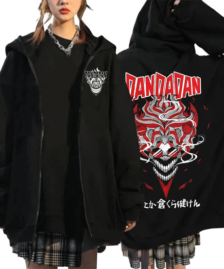 Anime Dandadan Ken Takakura Graphic Print Hooded Men women Zip Up Hoodies Oversized Sweatshirts Harajuku Male Zipper Jacket