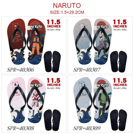 Naruto Peripheral Slippers  Kakashi Sasuke Flip Flop Sandals Home Shoes Beach Shoes Printing for Both Men and Women Gift