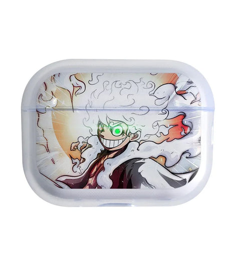 Luffy Gear 5 Glowing eyes One Piece Earphone Phone Case for Apple AirPods 1 2 3 Pro 4 Pro2 2nd Cartoon headset headphone Cover