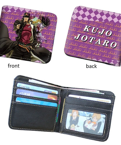 Anime JoJo's Bizarre Adventure Short PU Leather Wallet Jonathan/Joseph Joestar Folding Purse Gift for Manga Fans