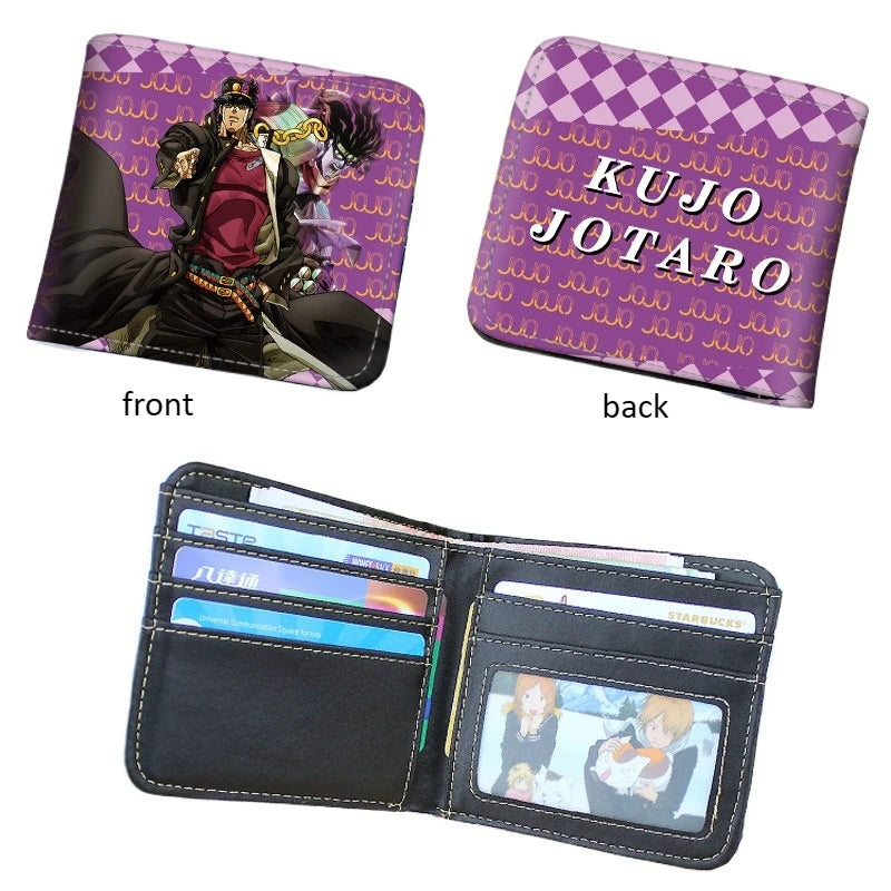 Anime JoJo's Bizarre Adventure Short PU Leather Wallet Jonathan/Joseph Joestar Folding Purse Gift for Manga Fans