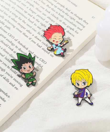 Hunters Enamel Pin Custom GON Killua Kurapika Leorio Hisoka Brooch Lapel Badge Anime Jewelry Gift for Fans