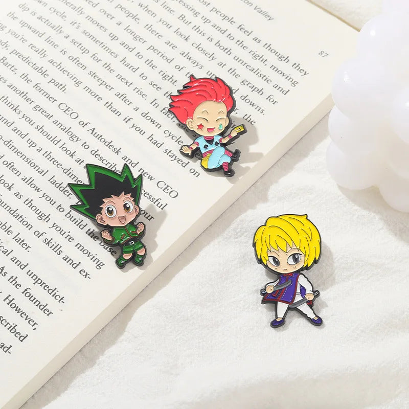 Hunters Enamel Pin Custom GON Killua Kurapika Leorio Hisoka Brooch Lapel Badge Anime Jewelry Gift for Fans