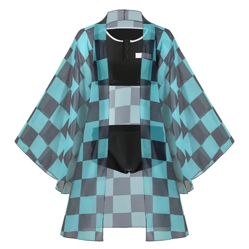 New Swimsuit Anime Demon Slayer Kochou Shinobu Kamado Cosplay Costume Kimono Agatsuma Zenitsu Sexy Bikini Beach Summer Halloween