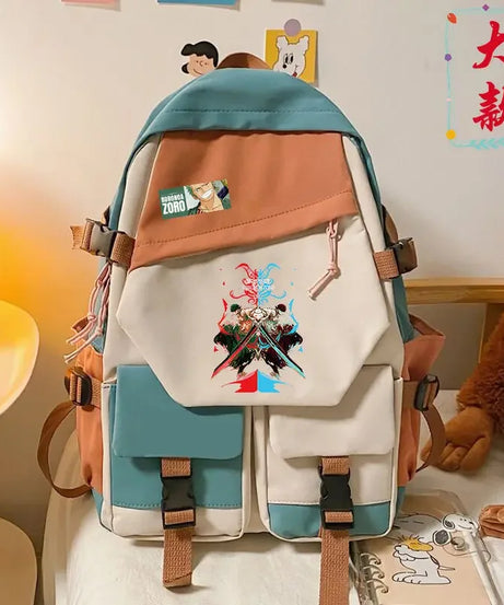 anime One Piece Luffy Zoro anime backpack large capacity student school bag male campus Korean version backpack birthday gift