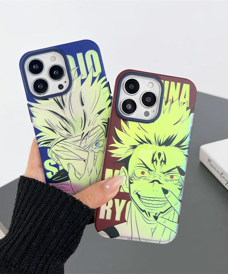 Laser Jujutsu Kaisen Phone Cases For iPhone 16 15 14 13 12 Pro Max Japan Anime Soft Back Cover