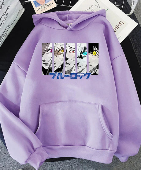 Anime Blue Lock Print Sweatshirt Women'S Casual Top Harajuku Fashion Hooded Sweatshirt Long Sleeve