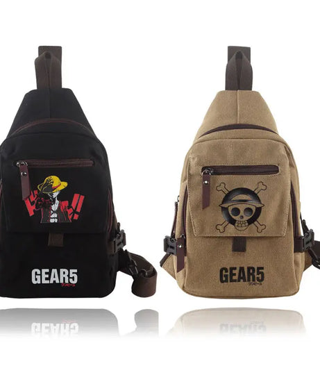 One Piece anime chest bag Luffy canvas crossbody bag student multi-function zipper shoulder bag large capacity creative gift