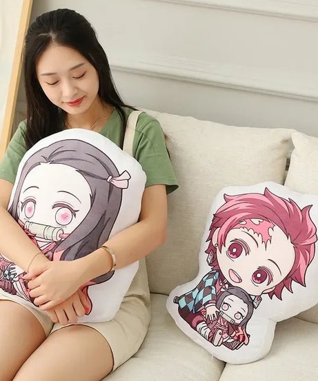Hot Kawaii Demon Slayer Nezuko Cuddly Toy Anime Tanjirou Pillows Doll Cute Shinobu Sofa Cushions Doll Pendants 12CM