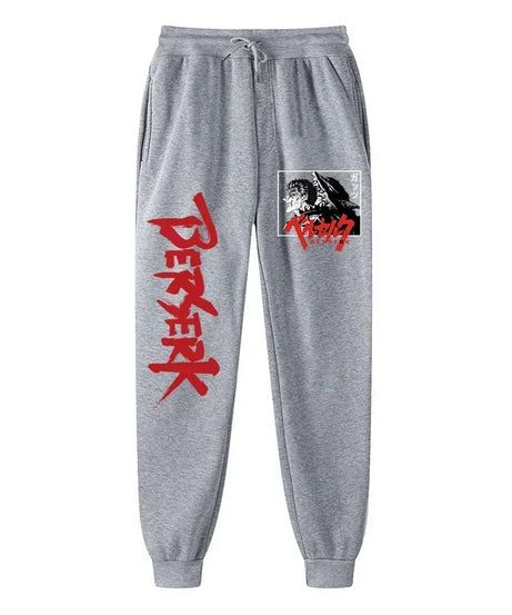 Men's berserk animated printed sportswear pants sports jogging pants casual polar lining pocket pants