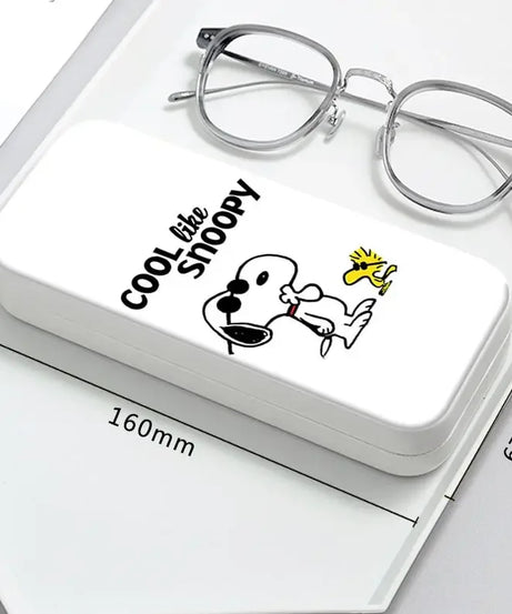 Snoopy Girl Korean Fresh Student Cute Disney Fashion Simple Anti-fall Portable Anti-Stress Folding Glasses Case