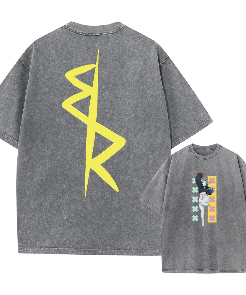 Cyberpunk Acid Anime Tee – Vintage Washed Streetwear Unisex T-Shirt