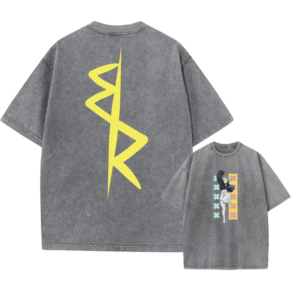 Cyberpunk Acid Anime Tee – Vintage Washed Streetwear Unisex T-Shirt